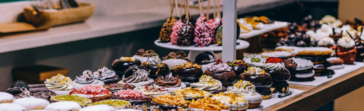 Picture of cake shop counter.